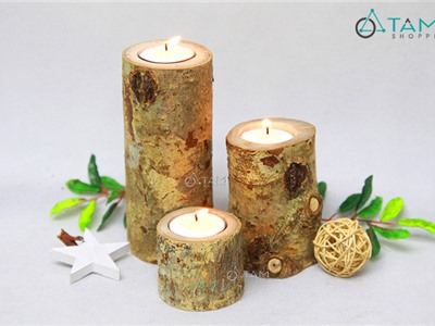 Chân nến gốc cây tự nhiên 15cm